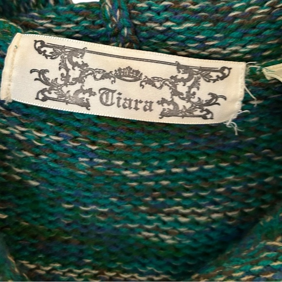 Tiara green knit fitted cardigan button down hooded sweater size Xl - Picture 10 of 11